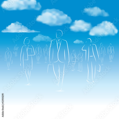 silhouettes business sur fond ciel