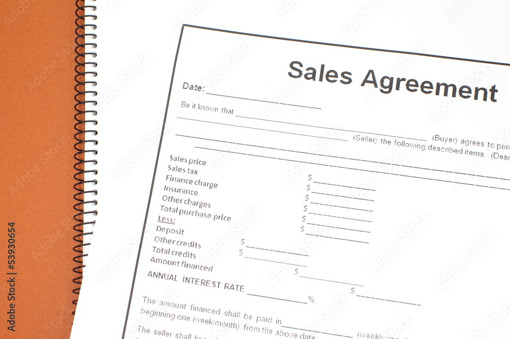Sales Agreement document Sales Agreement document