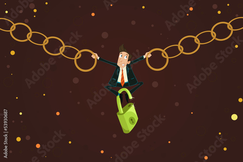 Businessman holding Chain
