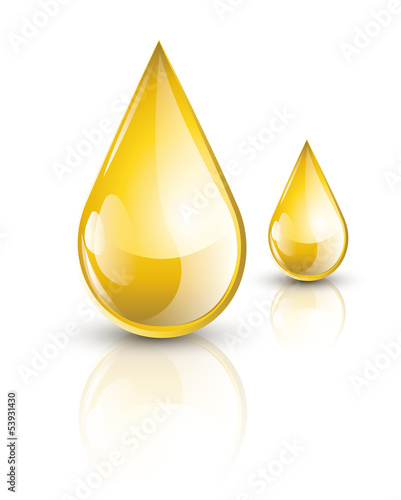 Yellow glossy oil drops