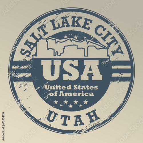 Stamp with name of Utah, Salt Lake City, vector