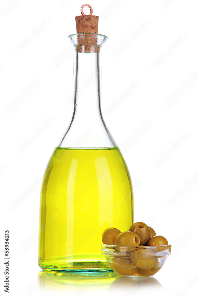Original glass bottle with oil isolated on white Original glass bottle with oil isolated on white