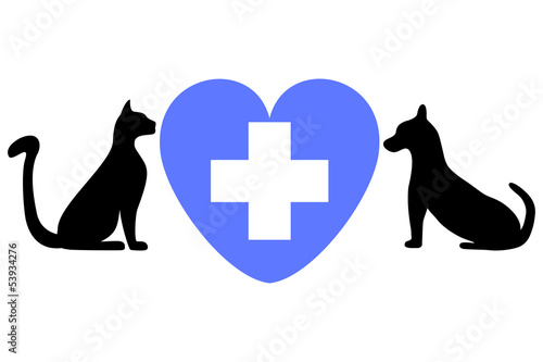 Veterinary symbol with a picture of a cat and dog