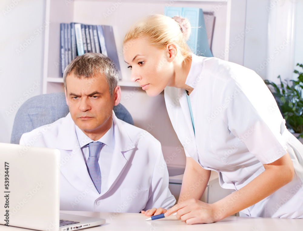 two doctors have conversation two doctors have conversation