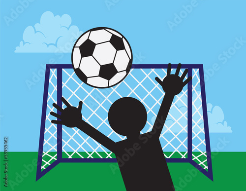 Soccer player blocking ball from reaching goal