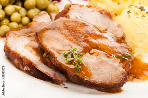 Roast pork with sauce