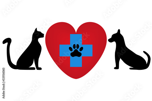 Veterinary symbol with a picture of a cat and dog