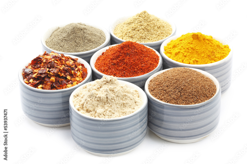 Variety of Raw Authentic Indian Spice Powder Variety of Raw Authentic Indian Spice Powder