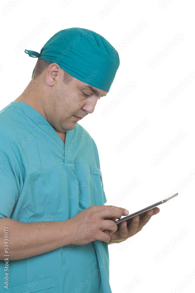 Doctor working on a digital tablet Doctor working on a digital tablet