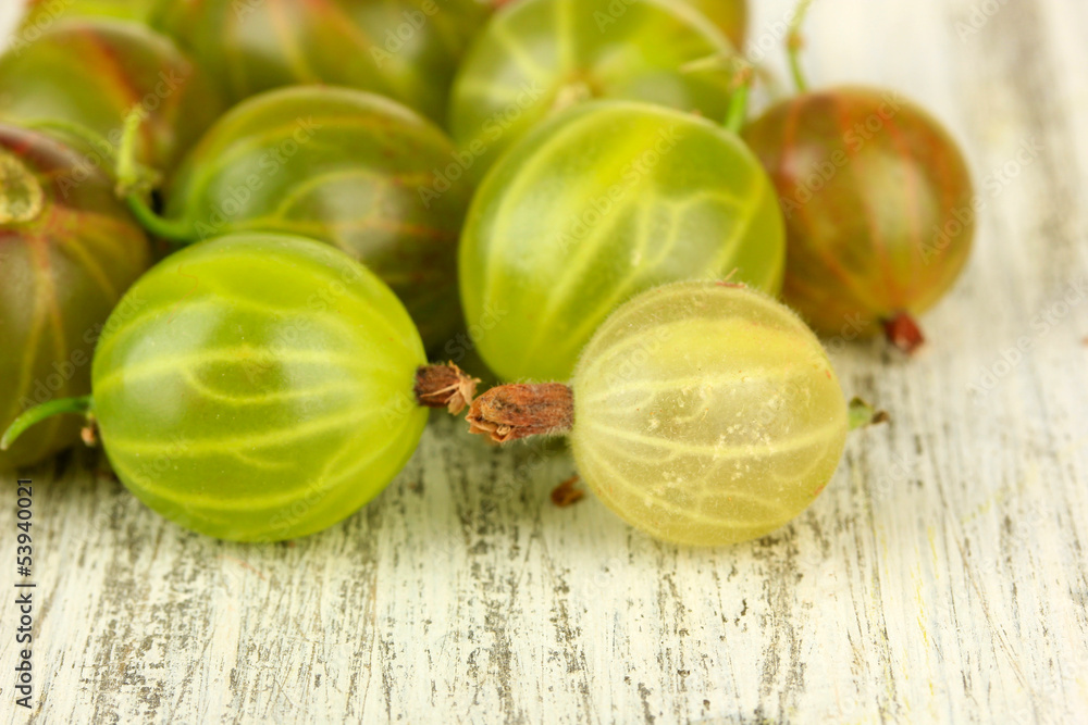 Fresh gooseberries on table close-up Fresh gooseberries on table close-up
