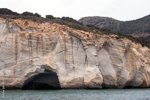 Caves and rock formations by the sea at Kleftiko area on Milos i