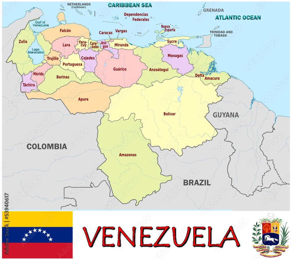 Venezuela South America national emblem map symbol motto