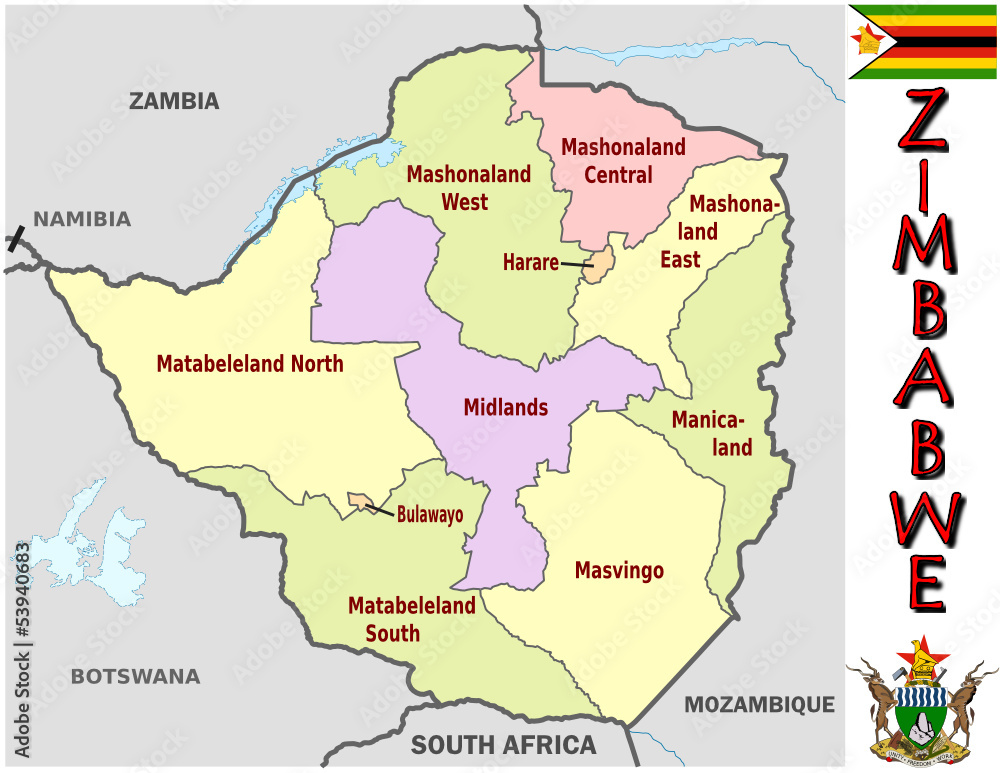 Zimbabwe Africa national emblem map symbol motto
