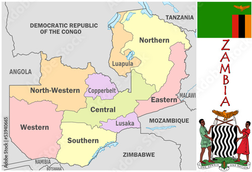 Zambia Africa national emblem map symbol motto