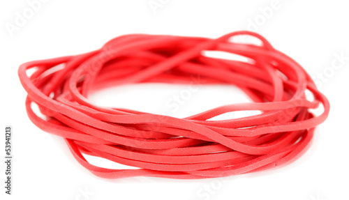 Red rubber bands isolated on white