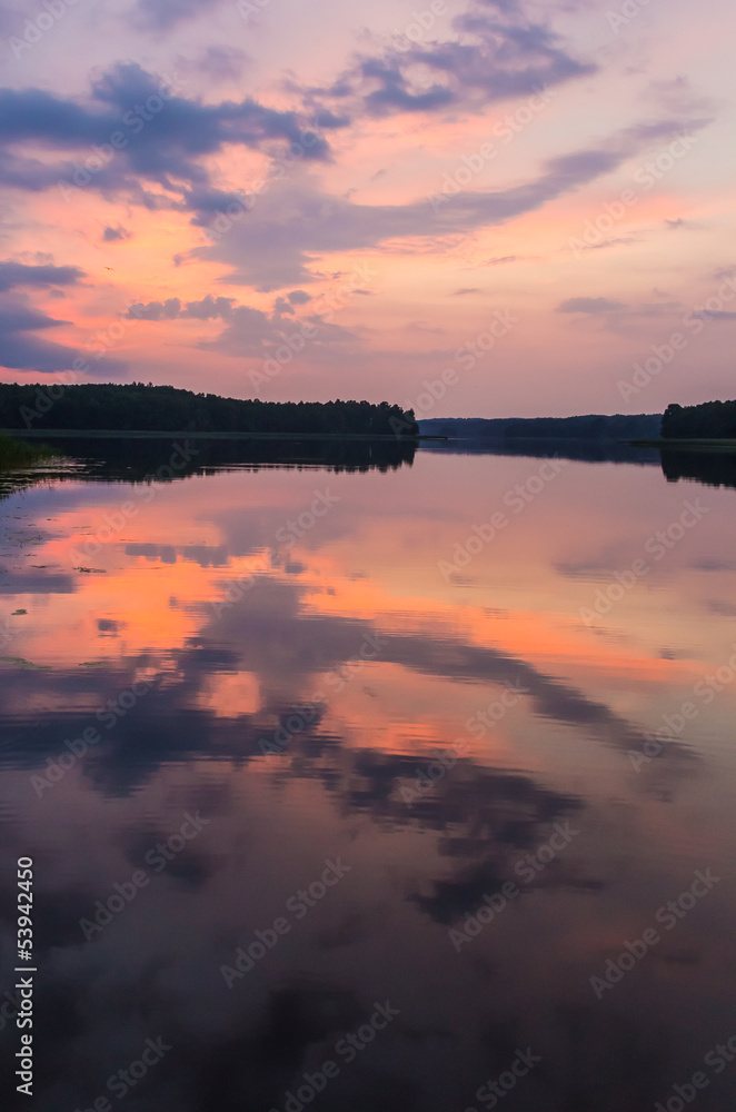 Sunset at a lake in Aukstaitija National Park