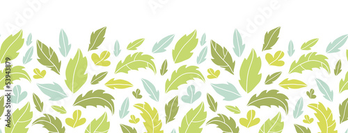 Vector leaves silhouettes horizontal seamless pattern background