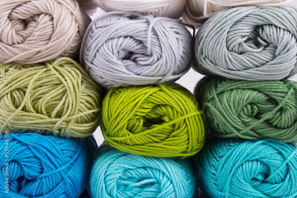 colorful yarn in white background colorful yarn in white background