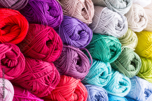 colorful yarn in white background