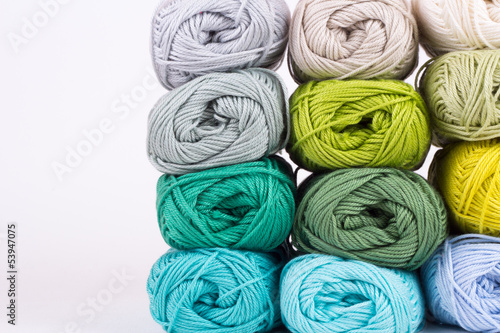 colorful yarn in white background