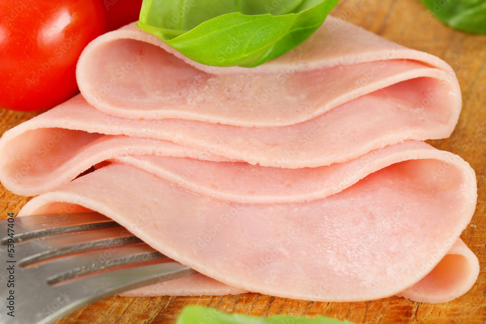 Thin slices of ham