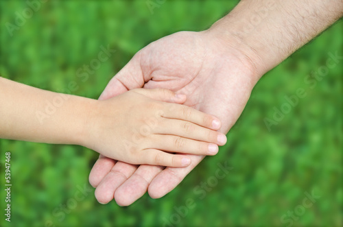 Child holds the hand of the father © svetamart