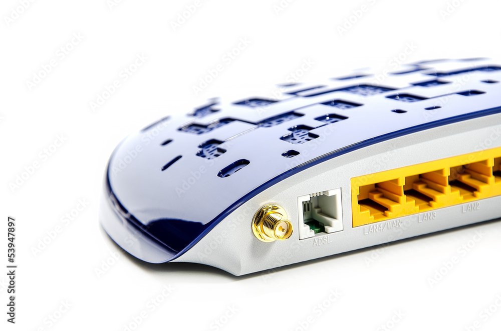 Blue Wi-Fi Router On White Background Blue Wi-Fi Router On White Background