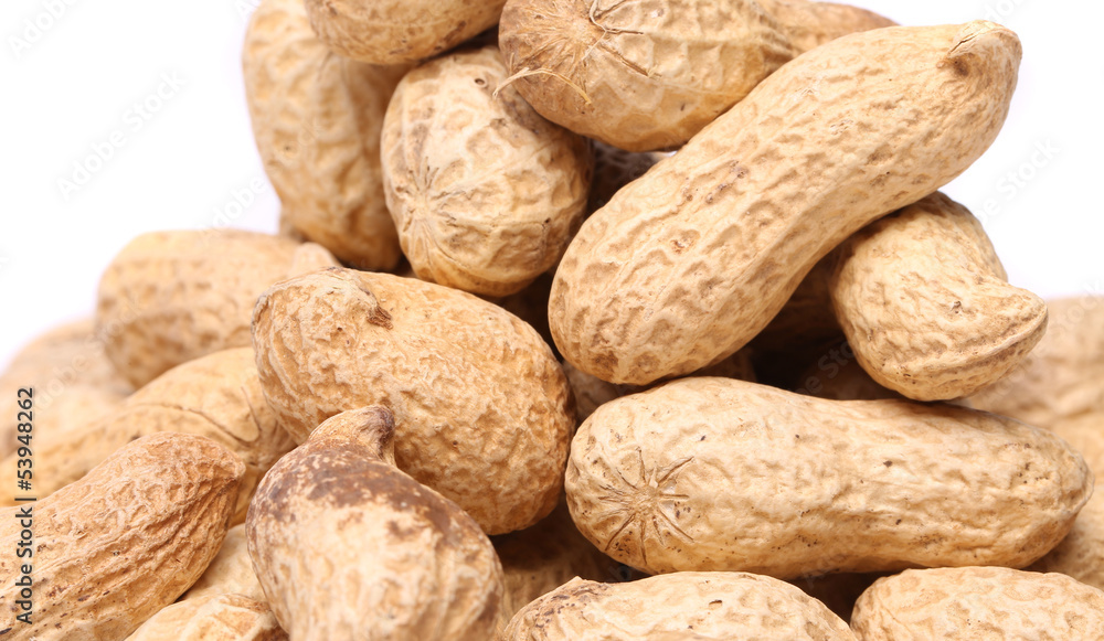 Handful of peanuts close up Handful of peanuts close up