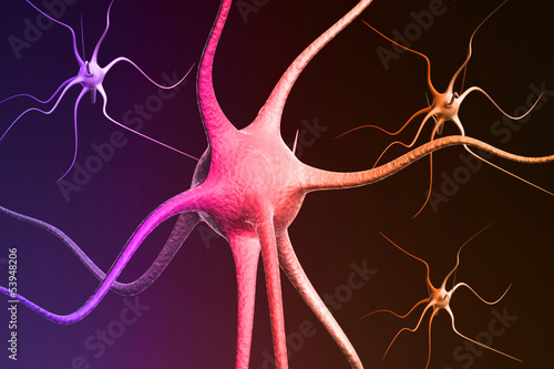 Canvas Print Close-up render of neuron brain cells