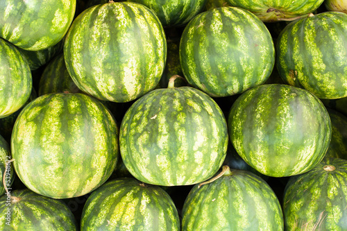 display of watermelons on the market