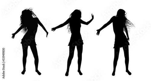 dancing summer girls silhouettes set 1
