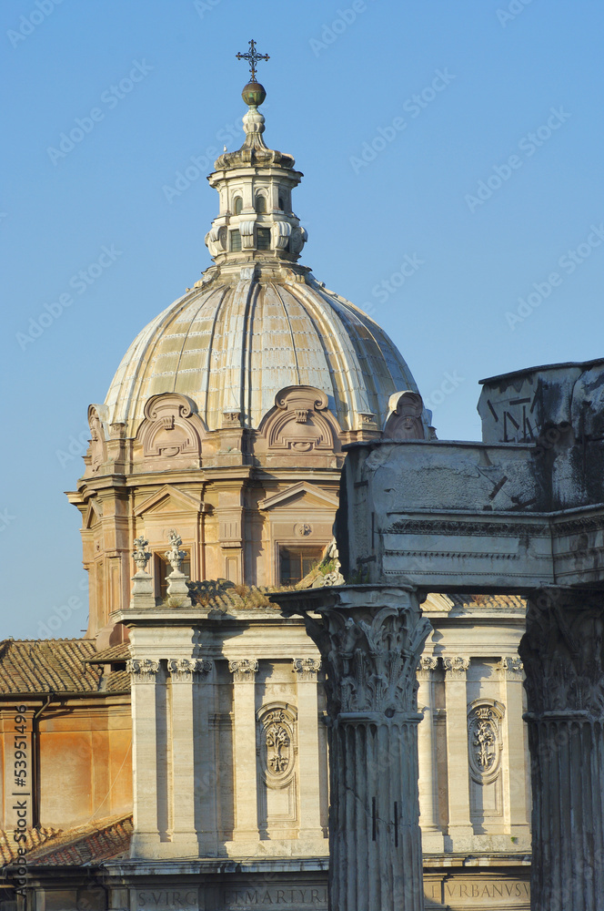 View of the Roman Forum in Rome, Italy