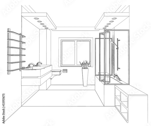 Graphic sketch a bathroom
