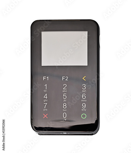 payment terminal on white background isolated