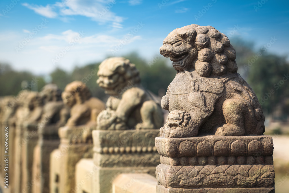 ancient stone lion closeup