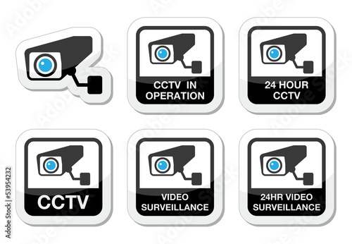 CCTV camera, Video surveillance icons set