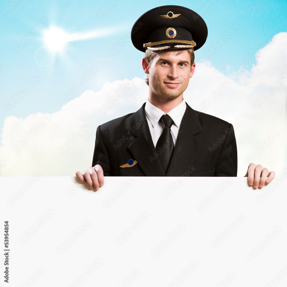pilot in the form of holding an empty billboard pilot in the form of holding an empty billboard