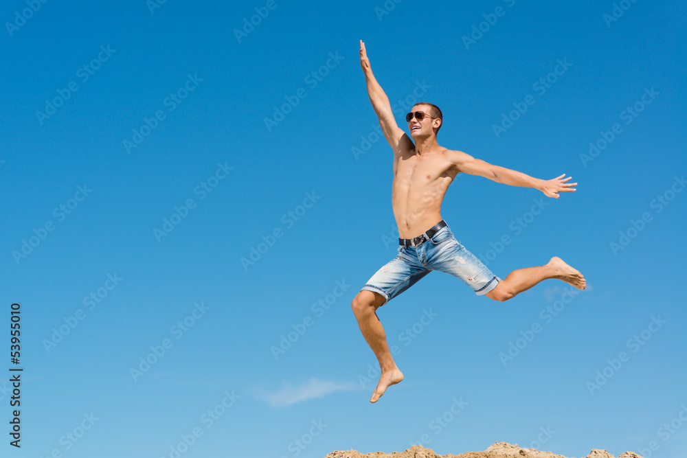 young man jumping