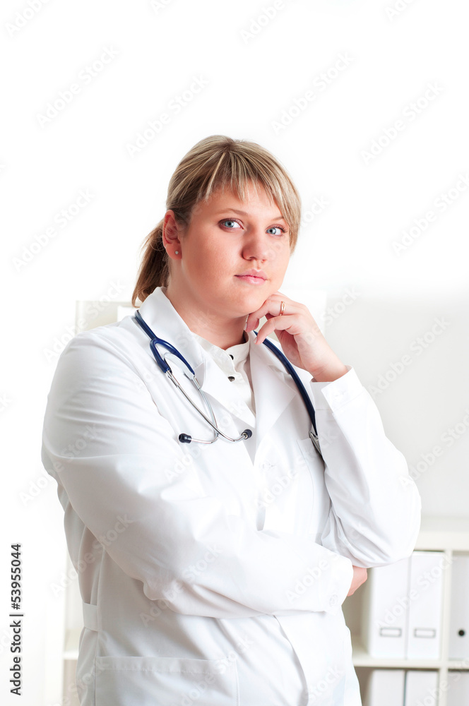 Smiling medical doctor woman with stethoscope. Smiling medical doctor woman with stethoscope.