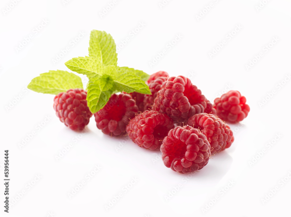 Raspberries on white background Raspberries on white background