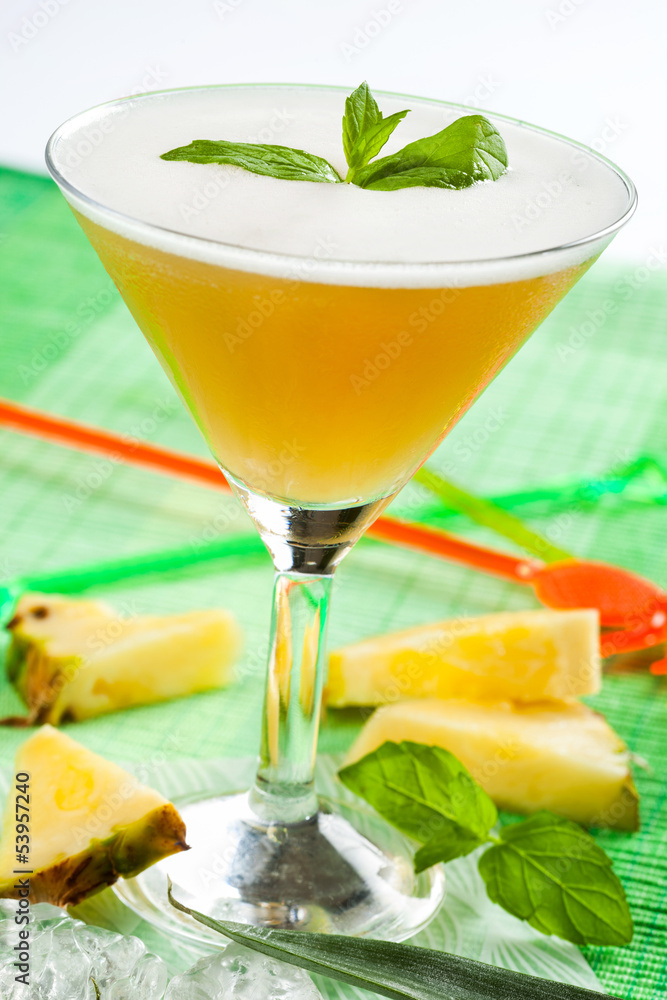 Fototapeta premium Drink with peach and pineapple