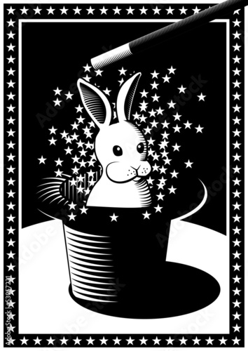 Zauberer mit Hut und Hase