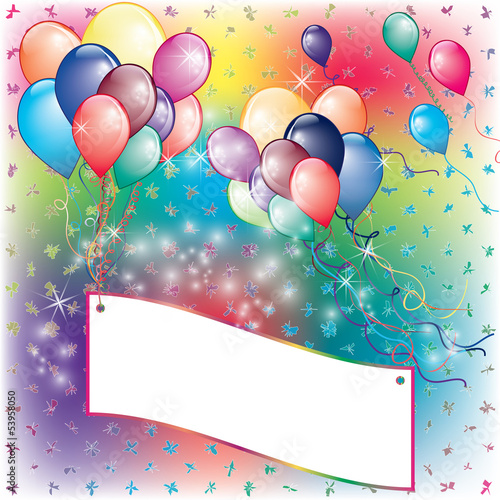 Balloons Party Invitation card with falling board