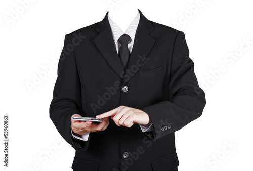 Template businessman touch on smart phone ,included clipping pat