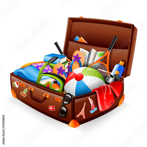 Illustration of a stuffed suitcase - ready for vacation