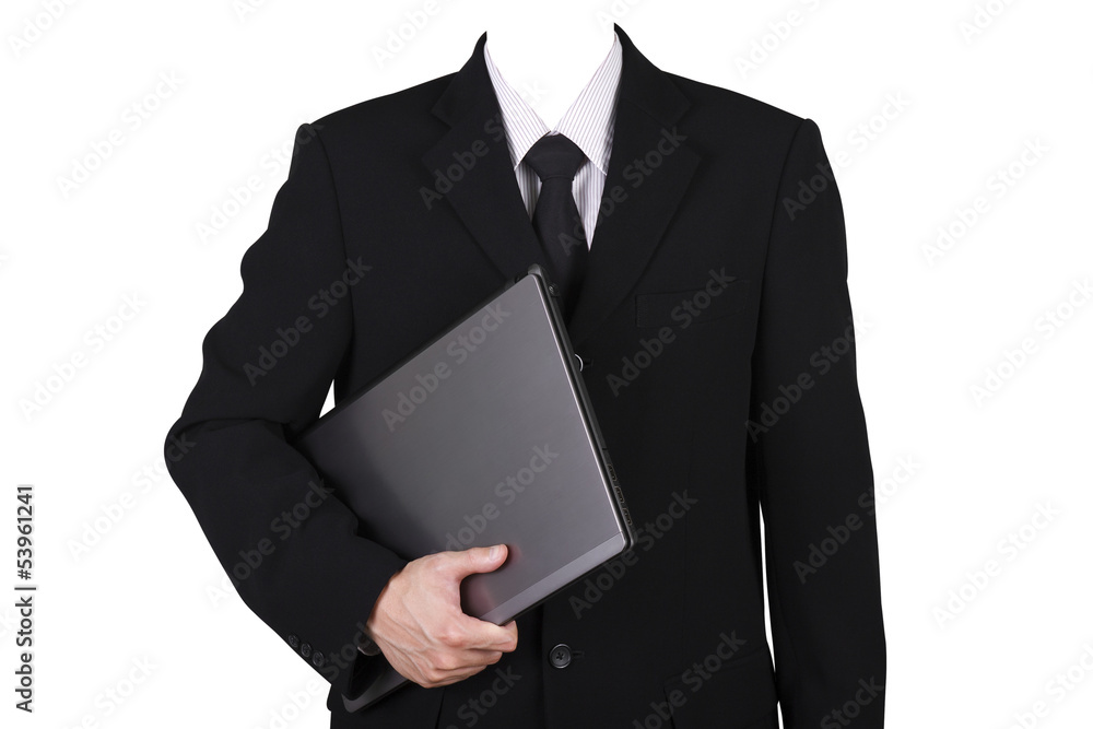 Template businessman hoding computer notebook, included clipping Template businessman hoding computer notebook, included clipping