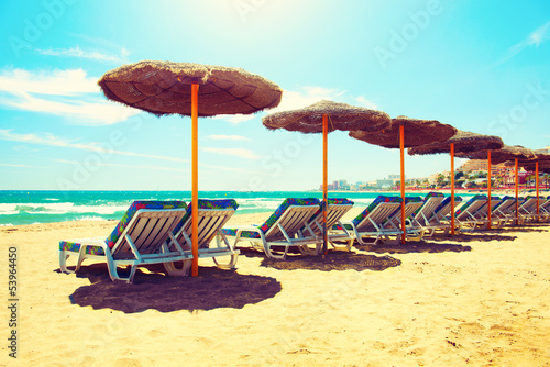 Vacation Concept. Spain. Beach Costa del Sol. Mediterranean Sea photo