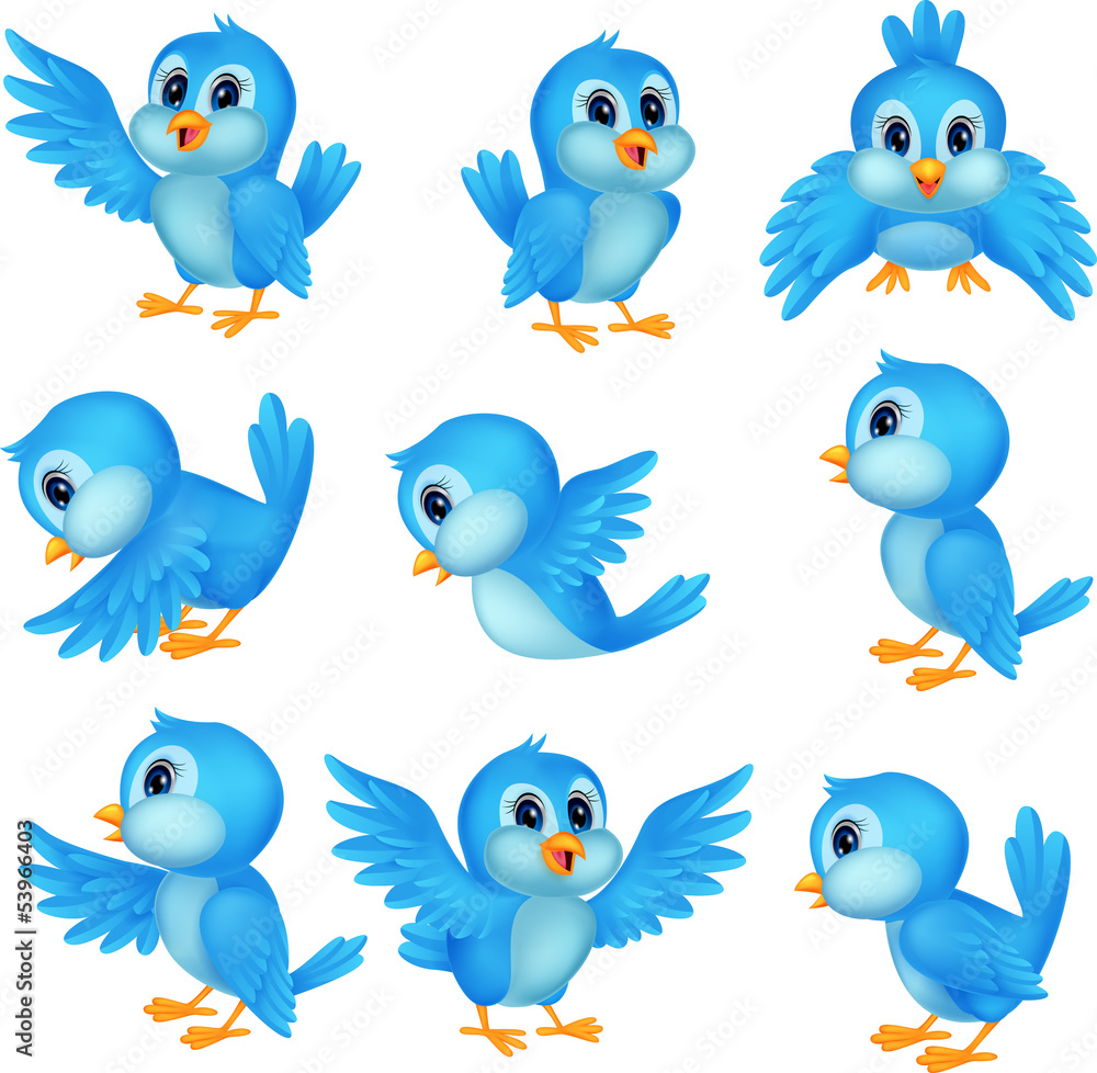 Cute blue bird cartoon Cute blue bird cartoon