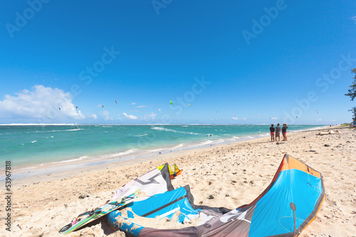 kite-surf, plage de Trou d'Eau, île de la Réunion