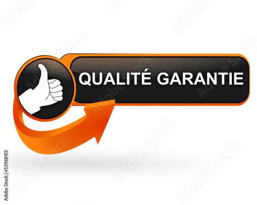 qualité garantie sur bouton web design orange